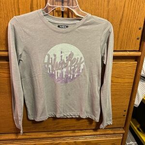 Hurley Girls Dk Grey Heather Long Sleeve Shirt Size Large